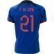 2022 World Cup Netherlands Away Soccer Jersey - No.21 F. de Jong