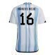 2022 World Cup Argentina Home Soccer Jersey - No.16 Marcos Rojo